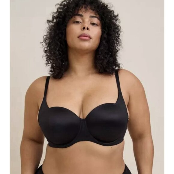 Torrid Curve Bombshell Everyday Boost Shine Straight Back Bra UW Womens 44D Blk - Picture 1 of 7